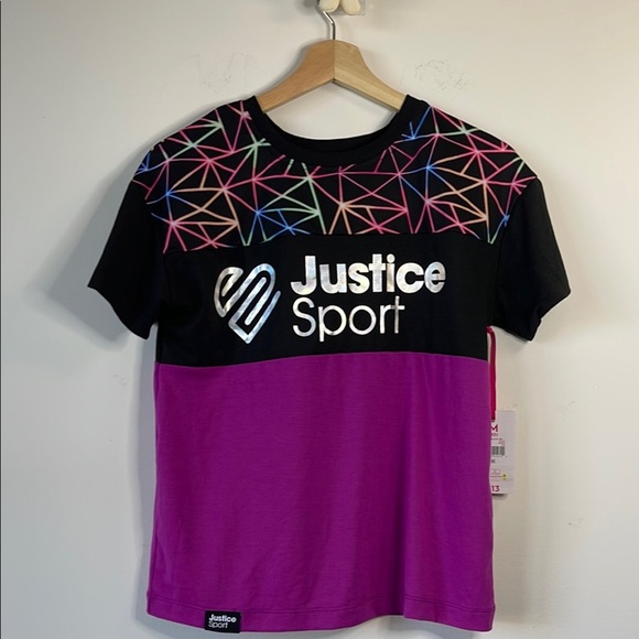 Vibrant Black and Purple Geometric Short Sleeve Tee - Picture 1 of 3